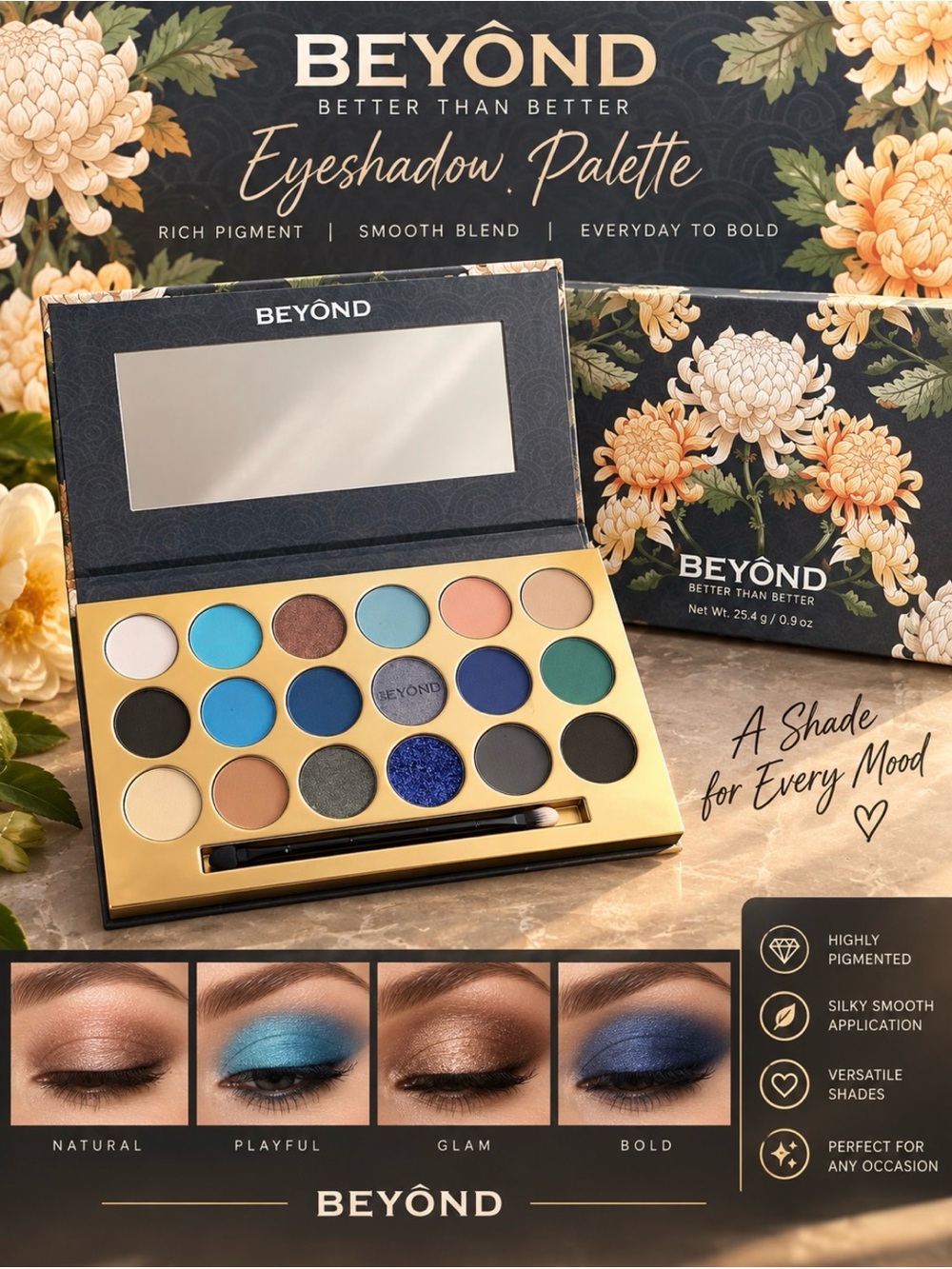 BEYOND Eyeshadow Palette - Multicolor (Blue & Teal Focus)
